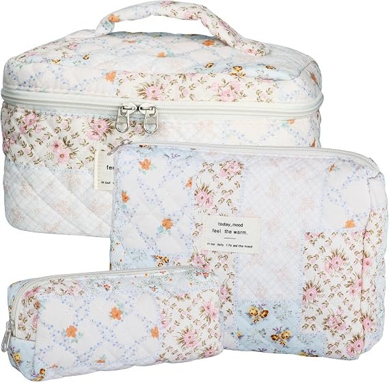 bear design quilted cosmetic bag